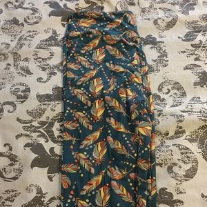 One size lularoe teal leather leggings